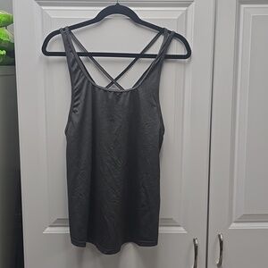KIAVA Gray Strappy Back Tank Top, Large